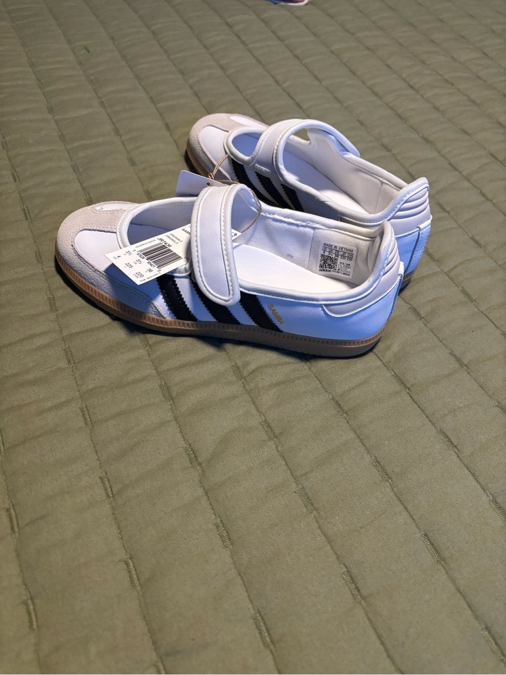 adidas Kids Samba Jane J Mary Jane Sneakers - White/Tan/Black - Picture 2 of 5